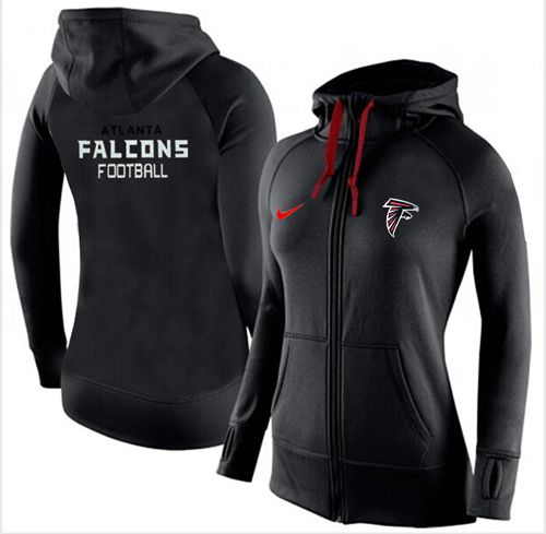 Women's Nike Atlanta Falcons Full-Zip Performance Hoodie Black - Click Image to Close